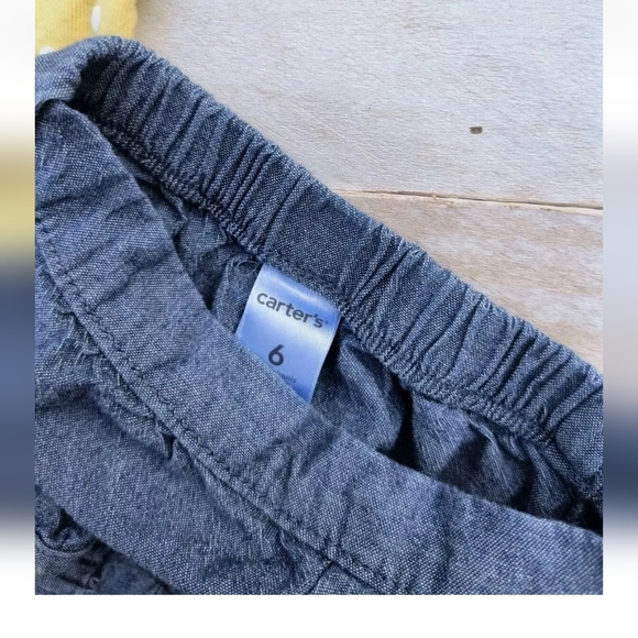 Carter's Baby Girl Polka Dot One Piece With Denim Shorts Yellow Blue Size 6 Mos - Picture 4 of 6